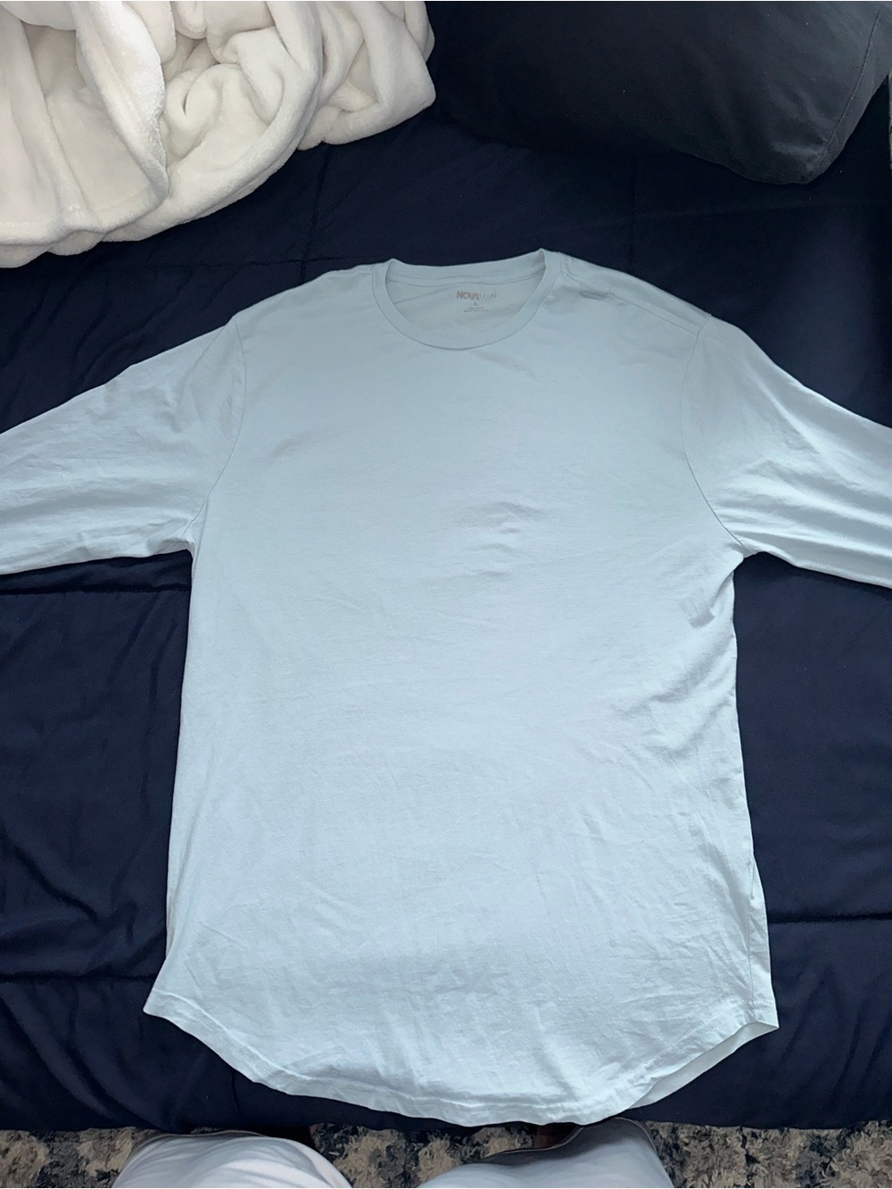 Light Blue Long Sleeve Crew Tee - Unbranded